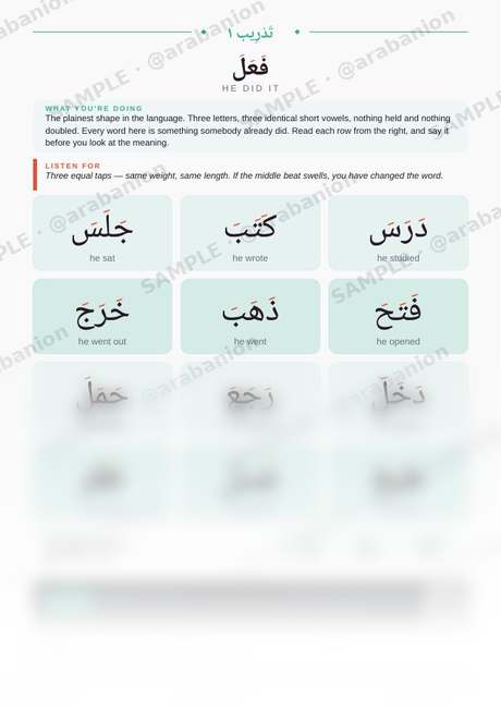 Part of page 6: a drill on the pattern fa'ala